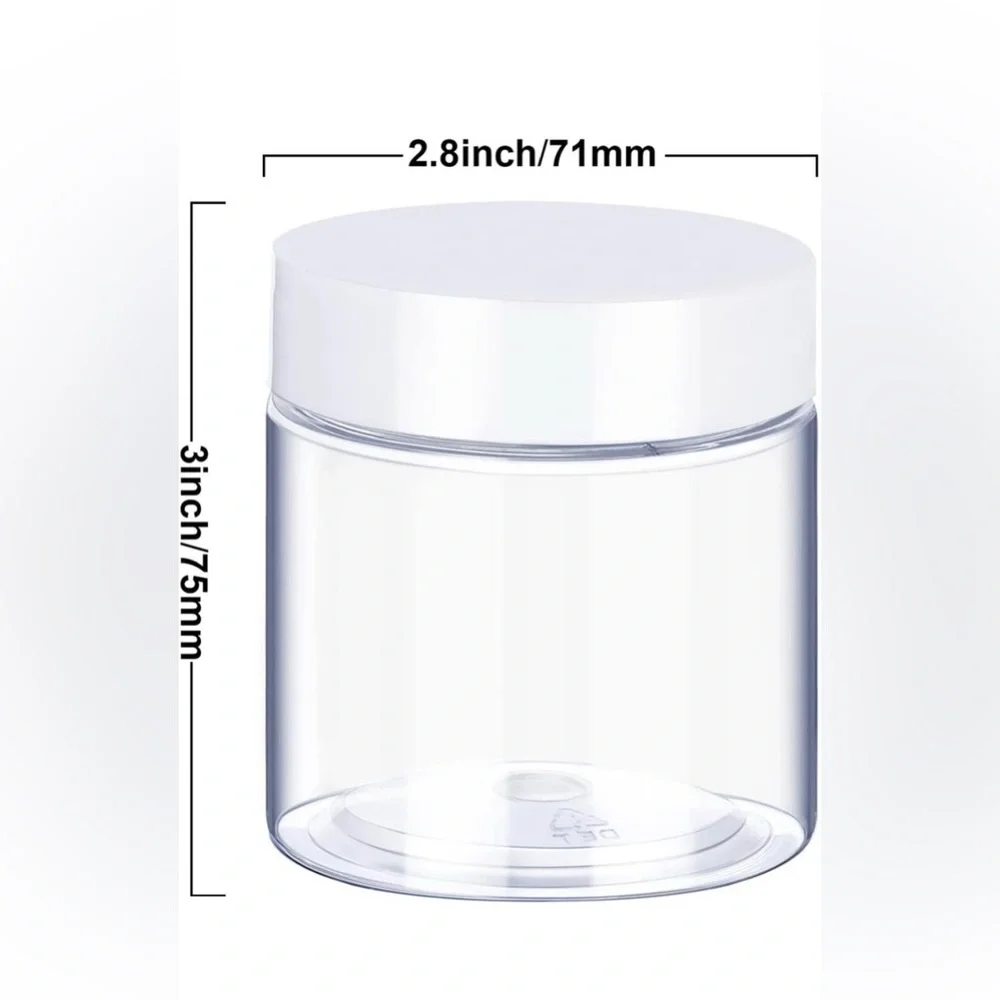 BRAND NEW 6 Pack 8 oz Plastic Pot Jars Round Clear Leak Proof